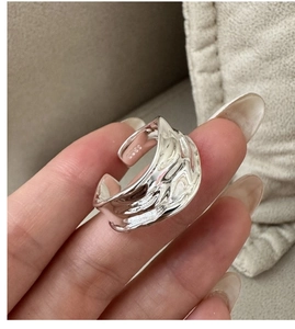 Detail shot of S925 sterling silver ring showing the inner S925 hallmark and lava texture