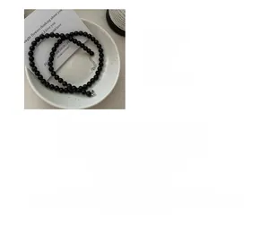 Detail of S925 silver clasp and black glass beads on a 40+5cm choker necklace