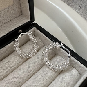Boucles d'oreilles créoles en argent sterling 925 Minimaliste Fil Torsadé pour femme style vintage coréen bijoux géométriques