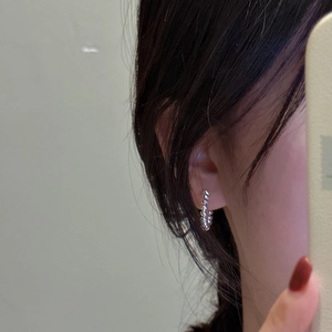 S925 sterling silver hoop earrings with textured abacus bead design for a minimalist style