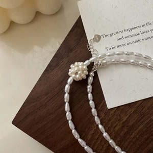 925 Sterling Silver Freshwater Pearl Necklace For Women Minimalist Vintage Ball Pendant Clavicle Chain Jewelry Elegant Gift