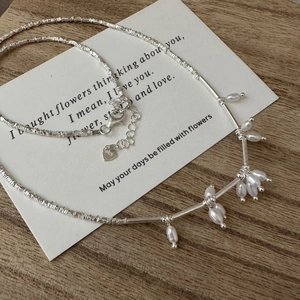 Vintage 925 Sterling Silver Irregular Crushed Beads Freshwater Pearl Necklace For Women Korean Minimalist Clavicle Chain