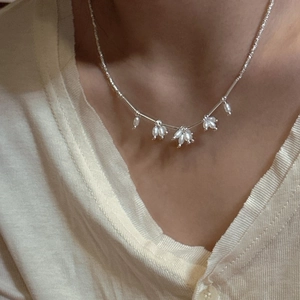 S925 sterling silver necklace featuring freshwater pearl clusters on a delicate chain