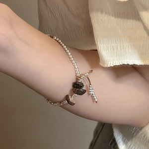 Handmade S925 sterling silver beaded bracelet with natural stones and adjustable cord