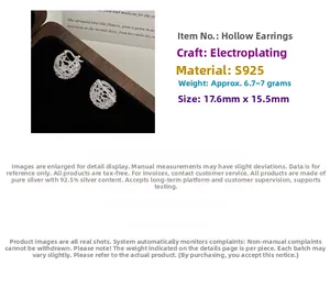 Details von S925 Sterling Silber Hohlkugel Ohrringen mit Vintage Strukturmuster