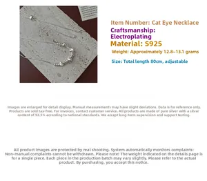 Detail view of S925 sterling silver adjustable slider necklace with 80cm length details