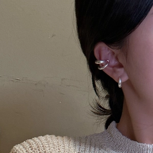 Ensemble d'oreilles en argent S925 avec manchette double couche et clou minimaliste