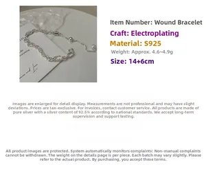 Detail of S925 sterling silver braided strand bracelet with an adjustable pull chain clasp