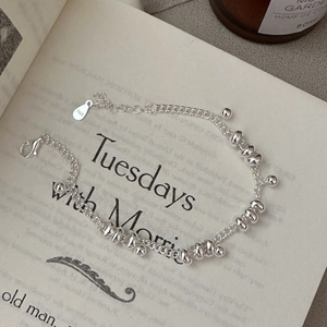 925 Sterling Silver Beaded Chain Bracelet Women Minimalist Geometric Disc Beads Adjustable Fashion Jewelry Hand Link