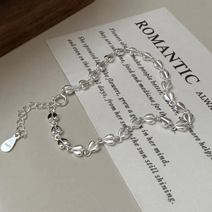 Dainty 925 Sterling Silver Heart Link Bracelet For Women Minimalist Dainty Adjustable Heart Shape Jewelry Chain Gift