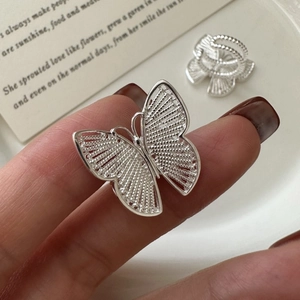 Korean Style 925 Sterling Silver Butterfly Ear Cuff Minimalist Niche Design Trendy Non-Pierced Earring For Women Jewelry