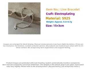 Detail of S925 sterling silver geometric bracelet with lobster clasp and extender