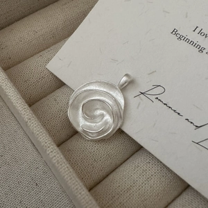 S925 Sterling Silber Rose Blume Anhänger Halskette Für Damen Vintage Matt Spirale Design Koreanischer Stil Minimalist Schmuck