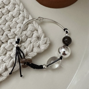 S925 Sterling Silver Woven Bracelet For Women Retro Minimalist Niche Design Adjustable Handmade Beaded Bracelet Jewelry