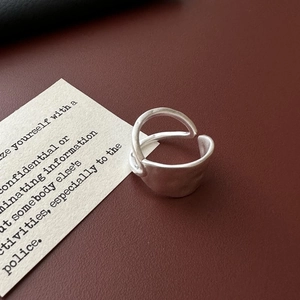 S925 sterling silver double layered ring with matte brushed finish and open band design