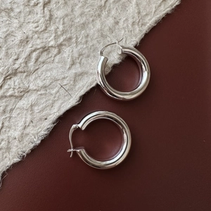 Boucles d'oreilles créoles en argent sterling 925 pour femmes minimalistes épaisses rondes cercle S925 hautement polies bijoux cadeau