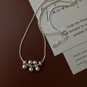 Elegant S925 Sterling Silver Frosted Bead Cluster Pendant Necklace For Women Matte Grapes Snake Chain Clavicle Jewelry Gift