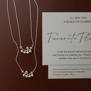 Minimalist S925 sterling silver snake chain necklace with five hanging matte round beads
