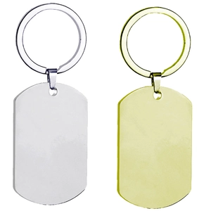 Set di portachiavi a piastrina in acciaio inossidabile lucido in argento e oro