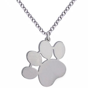 Collana con ciondolo a forma di zampa di cane in acciaio inossidabile spazzolato opaco
