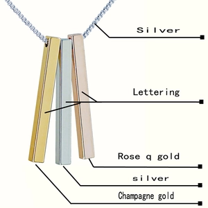 Three-piece cube pendant necklace set in gold, silver, and rose gold with custom engraving