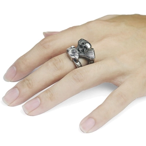 Ghost Rider Totenkopf Motorring im Punk-Stil mit Vintage-Biker-Ästhetik für Herren