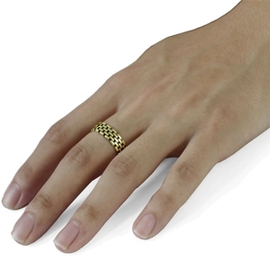 Minimalist gold brick watchband pattern open ring for women with geometric style