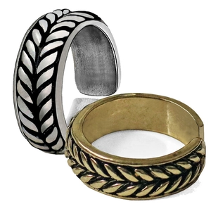 Vintage wheat ear pattern open ring set for men and women in silver and gold finish