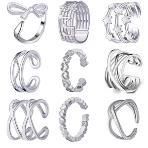 Minimalist Alloy Geometric Open Ring For Women Music Note Bow Heart Star Electroplated Fashion Adjustable Jewelry Ring Gift