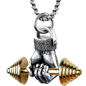 Hip Hop Fitness Faust Hantel Anhänger Halskette Für Herren Legierung Sportlich Gym Stil Schmuck Gold Silber Schwarz Ketten
