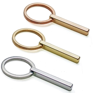 Portachiavi rettangolari in acciaio inossidabile lucidato in argento, oro e oro rosa