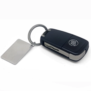 Custom personalized Buick family keychain with engraved rectangular metal name tag