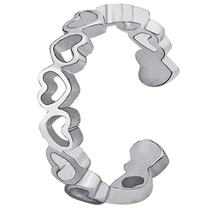 Anello aperto in argento minimalista con motivi a cuore cavo per donne