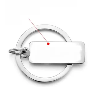 Polished rectangular stainless steel anti-lost keychain tag for custom engraving