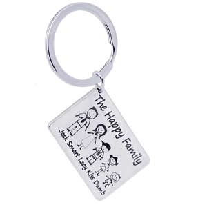 Metal Keychain Stainless Steel Pendant For Family Member Gift Silver Gold Rose Gold Color Blank Identity Key Ring Jewelry