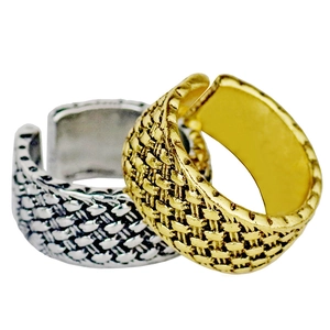 Ensemble de bagues ouvertes tressées vintage en or et argent avec design réglable