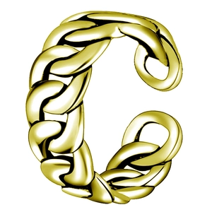 Unisex Cuban Link Chain Ring Adjustable Open Alloy Finger Ring Punk Industrial Style Jewelry For Men Women Gold Silver Plated