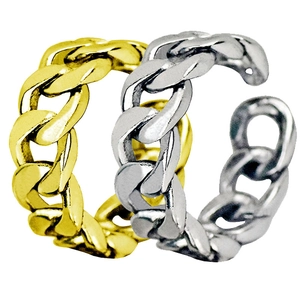 Adjustable Cuban link chain rings in gold and silver finish for men and women