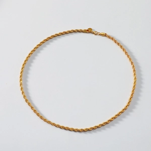 Hip Hop Gold Plated Twisted Rope Chain Necklace Iron Metal Punk Style Link Chain Jewelry For Men Women Party Daily Wear