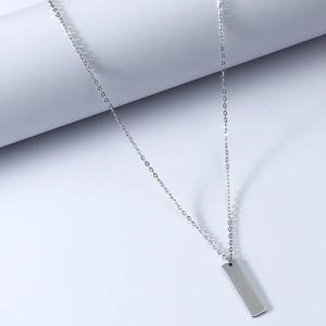 Minimalist Stainless Steel Rectangle Bar Pendant Necklace For Men Women Geometric Smooth Surface Electroplated Jewelry Daily Gift
