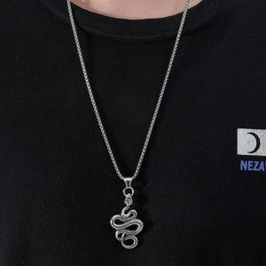 Men's titanium steel snake pendant necklace with retro scales on a square bead chain