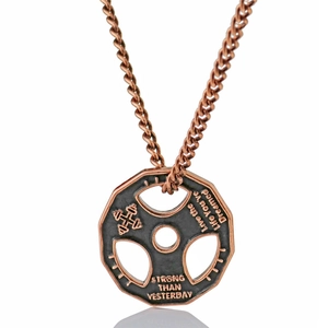 Collier Pendentif Disque de Poids Fitness pour Hommes Lettrage Inspirant Alliage Chaîne en Acier Inoxydable Bijoux de Gym