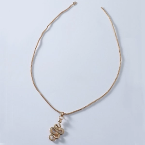 Golden 3D snake pendant necklace for men with textured body and vintage hip-hop style