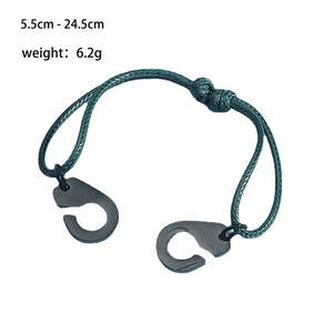 Bracelet menottes réglable en corde verte avec dimensions de 5,5 cm à 24,5 cm