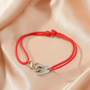 Bracelet en Acier Inoxydable avec Menottes Entrelacées Corde Tressée Réglable Bijoux Minimalistes pour Homme Femme Cadeau Tendance