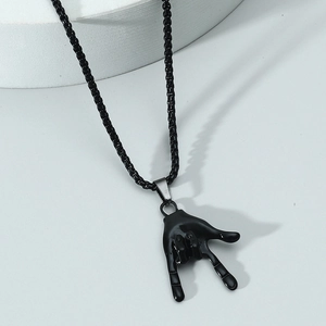 Hip Hop LOVE Hand Gesture Pendant Necklace Streetwear Alloy Electroplated Box Chain Rock Sign Jewelry For Men Women Daily Party