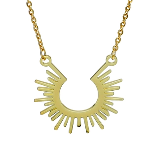 Halskette Aus Edelstahl Mit Geometrischem Sonnenstrahl-Anhänger Für Damen Personalisierte Sonnenblume Halbkreis Gold Silber Schmuck