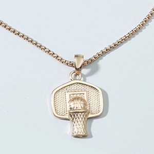 Hip-Hop Gold Basketball Korb und Brett Anhänger Halskette für Herren mit Box-Kette Design