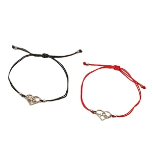 Bracelets d'amitié réglables en corde tressée avec breloque cœur et ligne d'électrocardiogramme