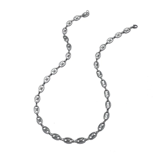 Collier à maillons grain de café en argent poli avec fermoir mousqueton robuste